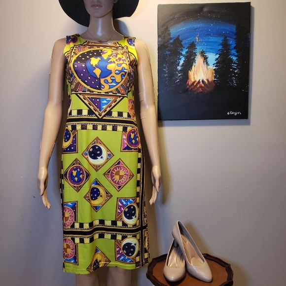 Mint Green Zodiac/Earth/Moon Design Dress - Picture 1 of 6